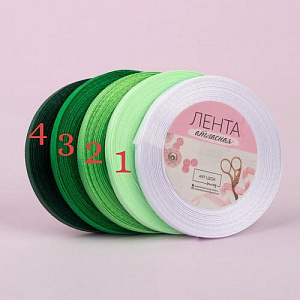 Лента атласная, 2 см, зеленый № 1